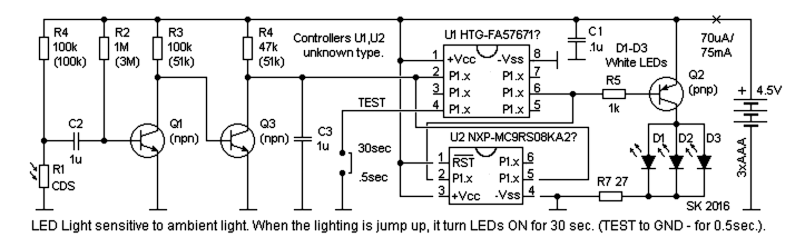 LED Light 3 AAA, schematic diagramm.