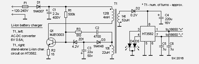 Li-Ion Battery Charger, schematic diagramm.
