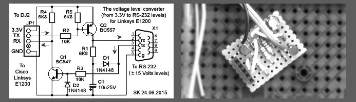 Serial port voltage level converter to 3.3 Volts.