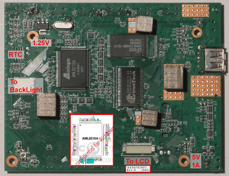 Digital Photo Frame, motherboard. Top view.