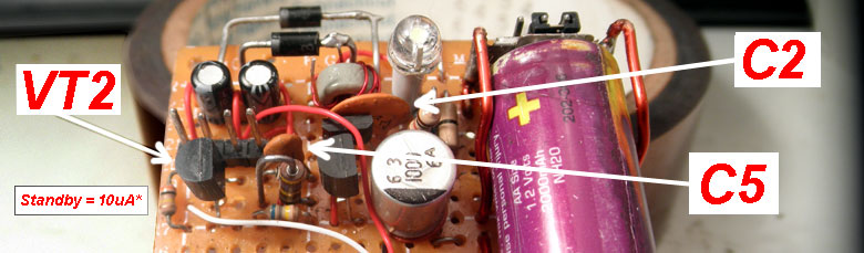 DC-DC converter, with 'standby' mode, based on Solar LED