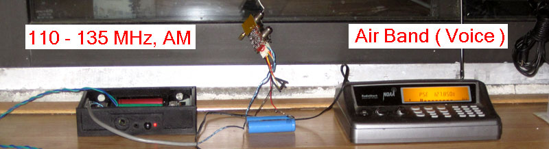 Superregenerator radio for aviation band, 110 to 135 MHz.